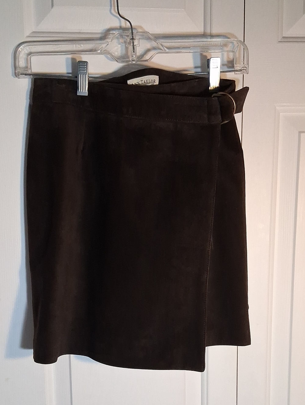 Ann Taylor Dark Brown Suede Wrap Mini Skirt